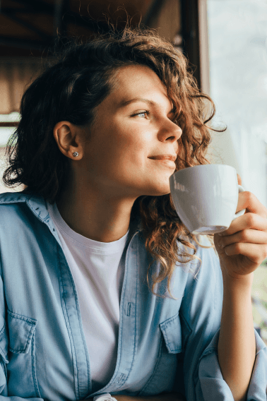 Woman Drinking Coffee Upsell Carousel